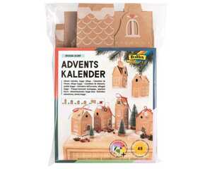 Folia Hygge Dorf Adventskalender-Set mit 24 lebensmittelechten Tüten & Zubehör 49teilig