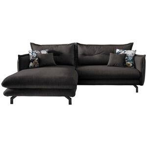 Livetastic Ecksofa, Anthrazit, Textil, 4-Sitzer, Füllung: Schaumstoff, L-Form, 255x180 cm, Rücken echt, Armteil links, rechts, Wohnzimmer, Sofas & Couches, Wohnlandschaften, Ecksofas