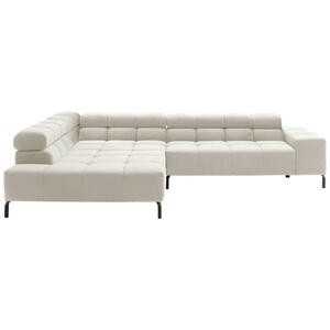 Hom`in Ecksofa, Creme, Textil, 4-Sitzer, Ottomane links, L-Form, 321x216 cm, Typenauswahl, Fußauswahl, Lederauswahl, Stoffauswahl, seitenverkehrt erhältlich, Hocker Rücken echt, elektrischer Sitzv