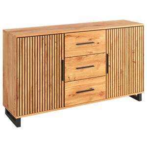 Carryhome Sideboard, Schwarz, Eiche, Holz, furniert, 2 Fächer, 3 Schubladen, 164.5x85x40 cm, Typenauswahl, Beimöbel erhältlich, stehend, Wohnzimmer, Kommoden & Sideboards, Sideboards