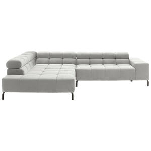 Hom`in Ecksofa, Grau, Textil, 4-Sitzer, Ottomane links, L-Form, 321x216 cm, Typenauswahl, Fußauswahl, Lederauswahl, Stoffauswahl, seitenverkehrt erhältlich, Hocker Rücken echt, Wohnzimmer, Sofas &