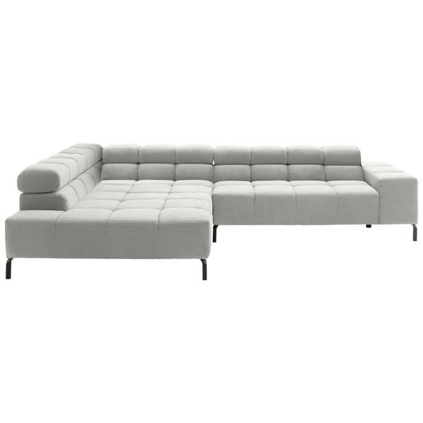 Bild 1 von Hom`in Ecksofa, Grau, Textil, 4-Sitzer, Ottomane links, L-Form, 321x216 cm, Typenauswahl, Fußauswahl, Lederauswahl, Stoffauswahl, seitenverkehrt erhältlich, Hocker Rücken echt, Wohnzimmer, Sofas &