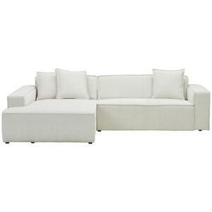 Carryhome Ecksofa, Creme, Textil, 4-Sitzer, Ottomane links, L-Form, 280x188 cm, seitenverkehrt erhältlich, Rücken echt, Stoffauswahl, Wohnzimmer, Sofas & Couches, Wohnlandschaften, Ecksofas