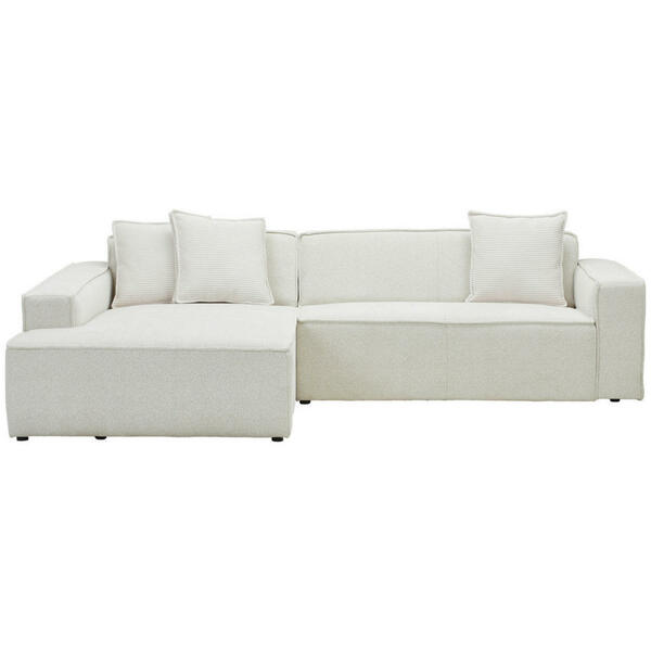 Carryhome Ecksofa, Creme, Textil, 4-Sitzer, Ottomane Links, L-Form ...