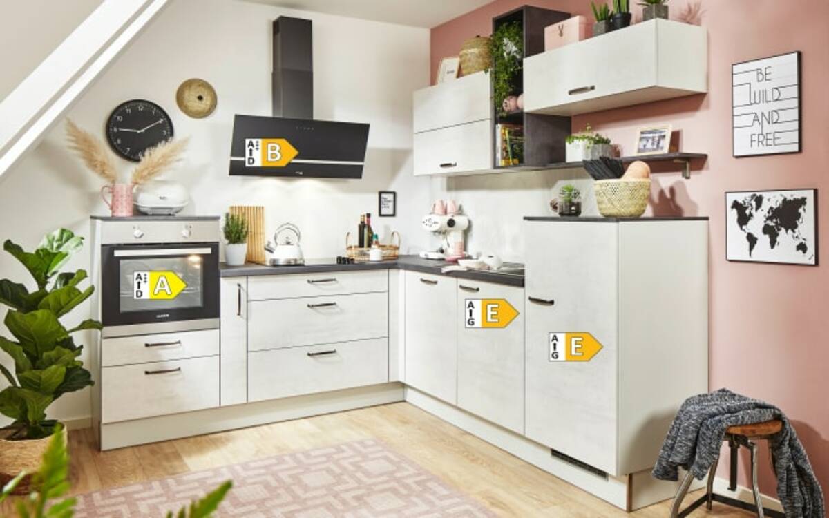 Bild 4 von Pino - Einbauküche PN 100, Beton weißgrau Nachbildung, inkl. Elektrogeräte