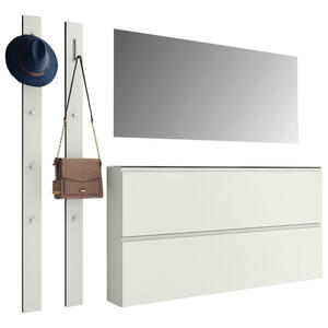 Moderano Garderobe, Weiß, Glas, 4-teilig, 170x185x33 cm, Garderobe, Garderoben-Sets