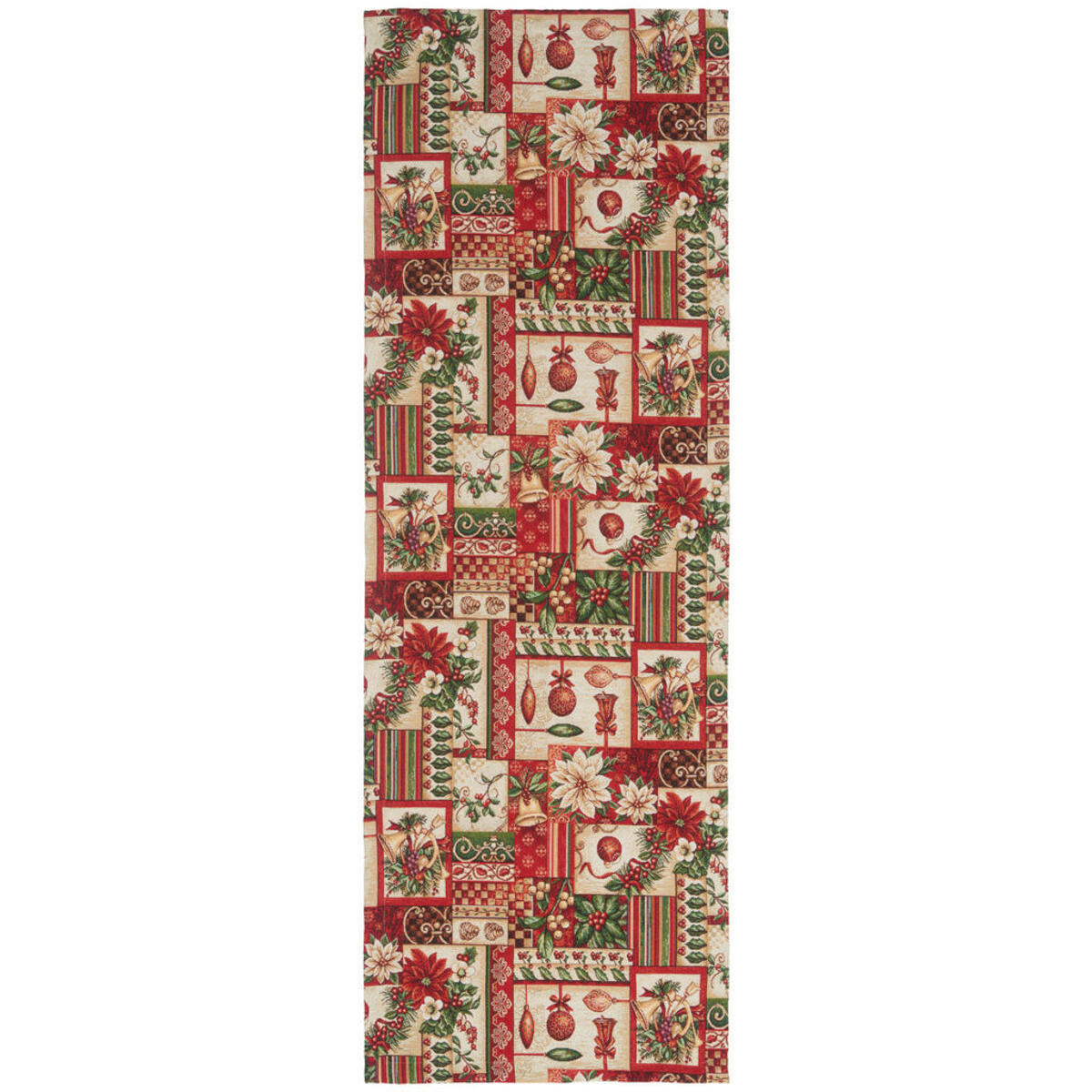 Bild 1 von X-Mas Tischläufer Weihnachtsvielfalt, Dunkelgrün, Dunkelrot, Perlmutt, Textil, Weihnachten, rechteckig, 50 cm, bügelleicht, Wohntextilien, Tischwäsche, Tischläufer