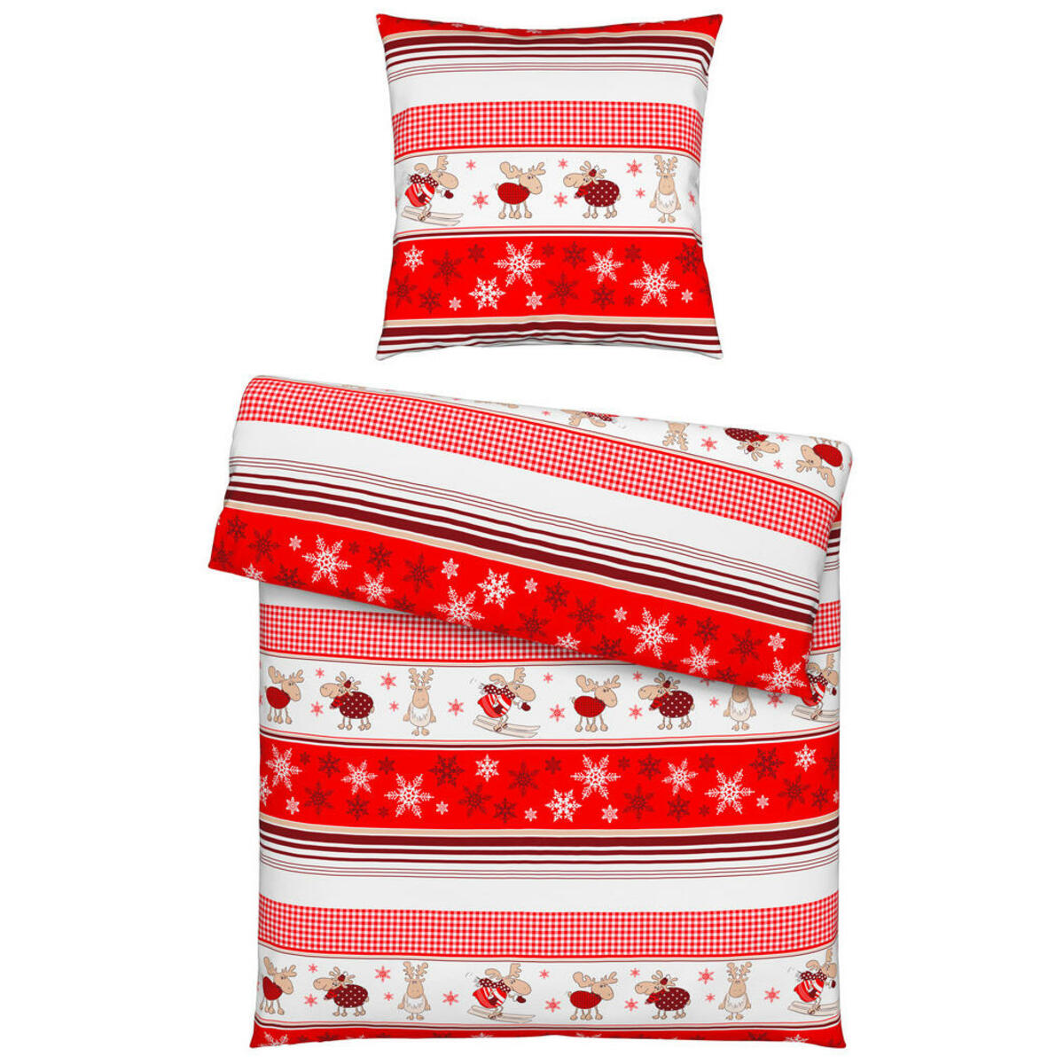 Bild 1 von Esposa Bettwäsche, Rot, Weiß, Textil, Weihnachten, 135 cm, Textiles Vertrauen - Oeko-Tex®, atmungsaktiv, schadstoffgeprüft, Schlaftextilien, Bettwäsche, Bettwäsche, Flanell-Bettwäsche