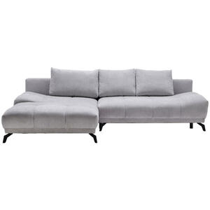 Hom`in Ecksofa, Grau, Textil, 5-Sitzer, Füllung: Schaumstoff, Ottomane links, L-Form, 290x182 cm, Stoffauswahl, seitenverkehrt erhältlich, Schlafen auf Sitzhöhe, Wohnzimmer, Sofas & Couches, Wohnl