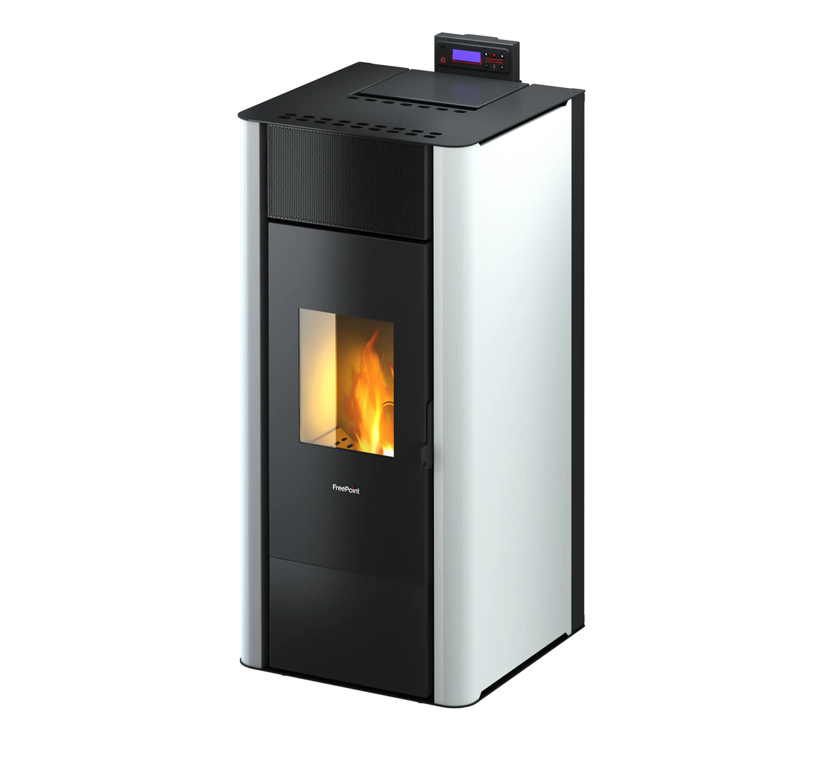 Bild 1 von Freepoint wasserführender Pelletofen Tesis 23 weiß schwarz, bis 22,8kW Heizleistung