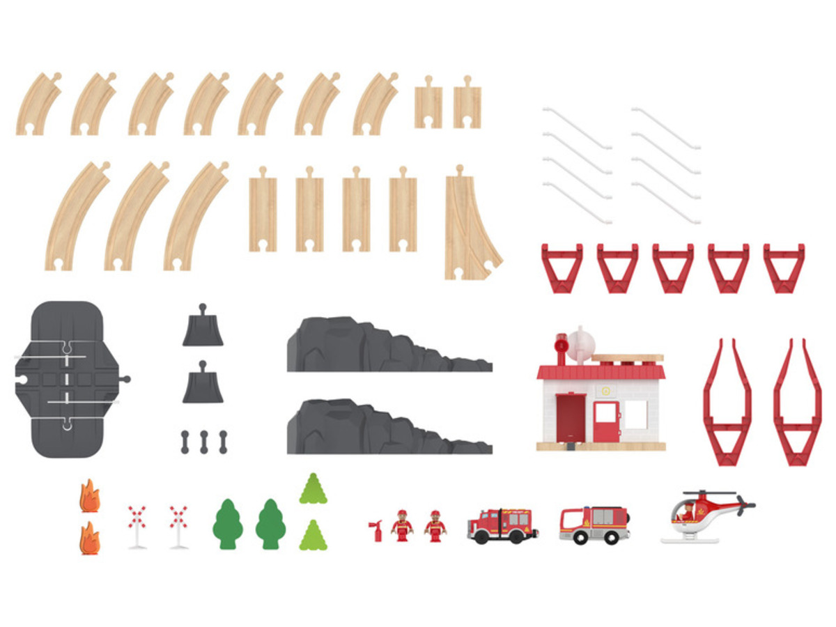 Bild 3 von Playtive Eisenbahn-Set Feuerwehr / Countryside, aus Buchenholz