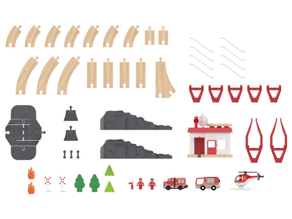 Bild 3 von Playtive Eisenbahn-Set Feuerwehr / Countryside, aus Buchenholz