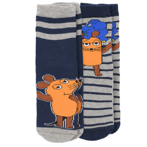 2 Paar Die Maus Stoppersocken im Set DUNKELBLAU / GRAU