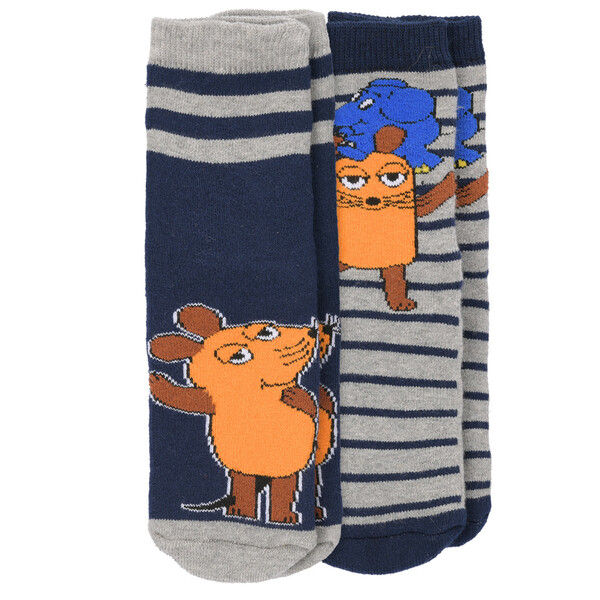 Bild 1 von 2 Paar Die Maus Stoppersocken im Set DUNKELBLAU / GRAU