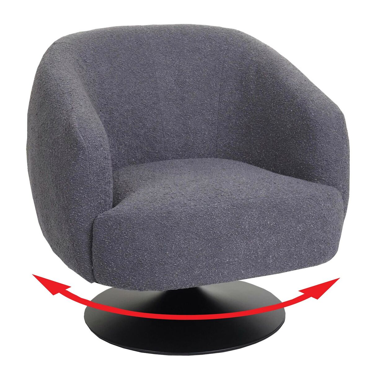 Bild 1 von Lounge-Sessel MCW-J76, Cocktailsessel Sessel drehbar, Bouclé Stoff Metall ~ dunkelgrau
