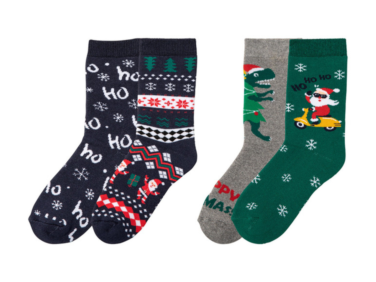 Bild 1 von pepperts!® Kinder Thermosocken, 2 Paar, mit lustigen Weihnachtsmotiven