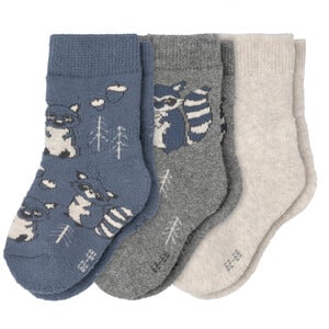 3 Paar Baby Socken in verschiedenen Dessins BLAU / DUNKELGRAU / BEIGE