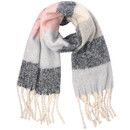 Bild 1 von Damen Winterschal mit langen Fransen DUNKELBLAU / ROSA / WEISS