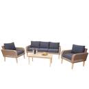 Bild 1 von Garnitur MCW-H57, Garten-/Lounge-Set Sofa Sitzgruppe, rundes Poly-Rattan Alu + Akazie Spun Poly FSC~ Kissen dunkelgrau