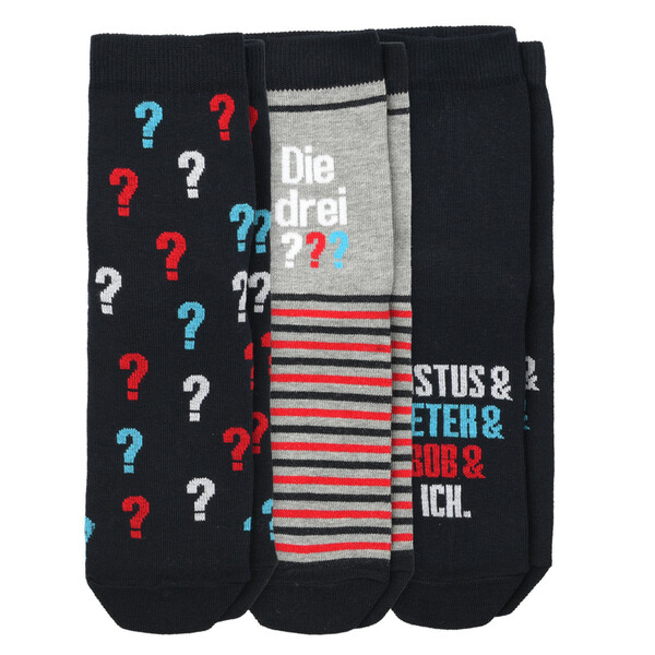 Bild 1 von 3 Paar Die drei ??? Socken DUNKELBLAU / ROT / GRAU
