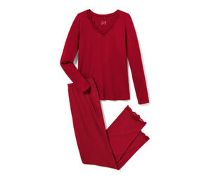 Pyjama mit Spitzenbesatz, rot