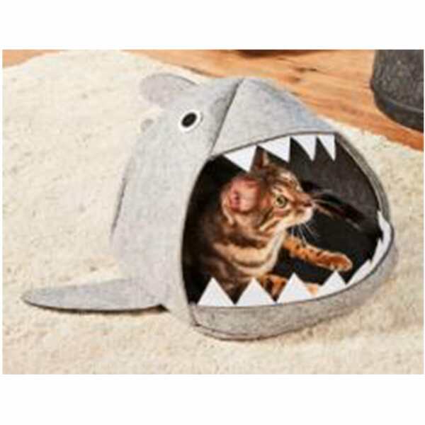 Bild 1 von Katzenhöhle Hai mit Kissen 64 x 35 x 50 cm grau