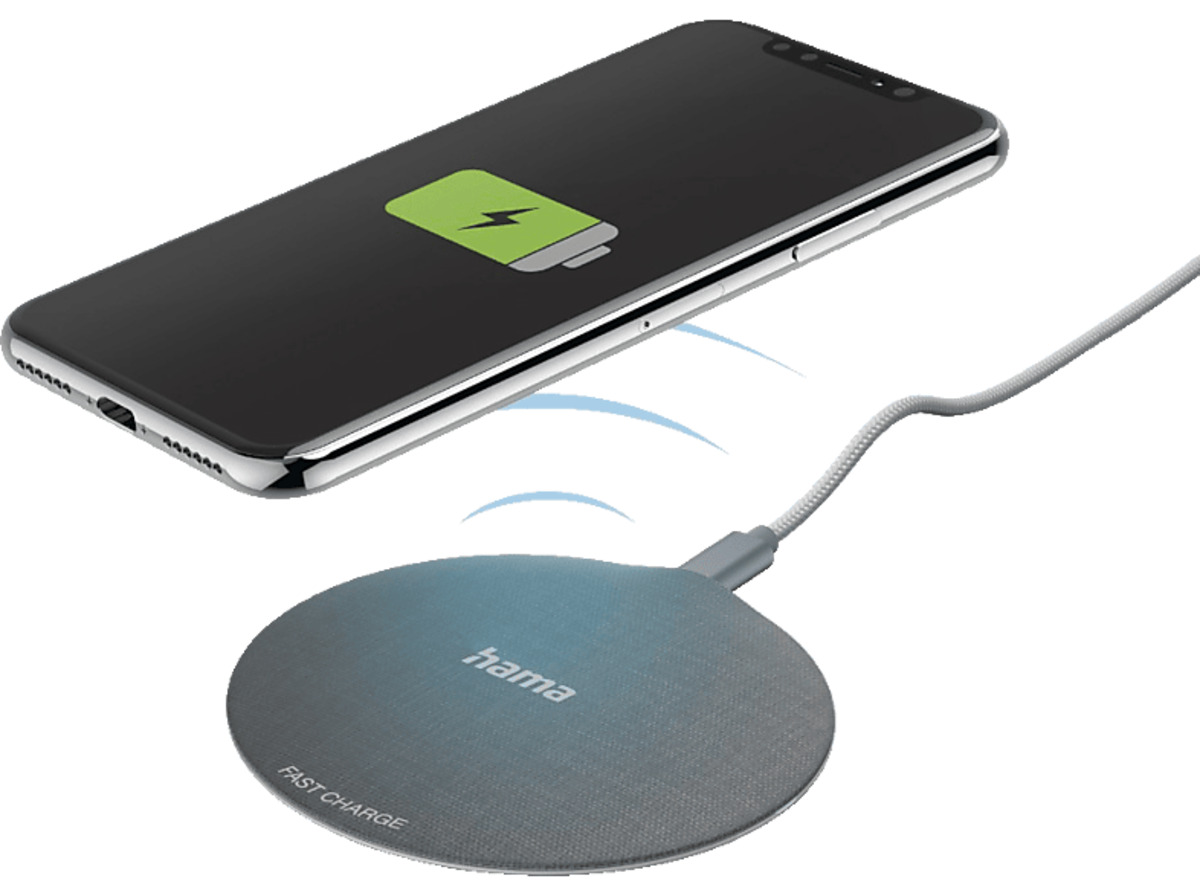 Bild 1 von HAMA QI-FC10 Metal Induktives kabelloses Ladegerät Universal 10 Watt, Schwarz/Silber