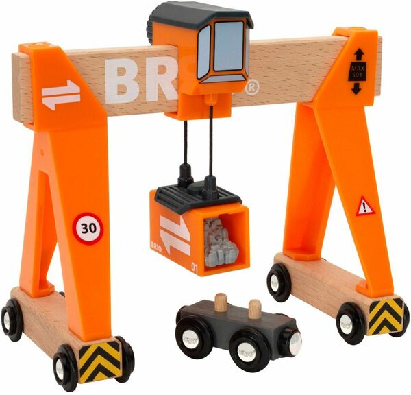 Bild 1 von BRIO® Spielzeugeisenbahn-Erweiterung Holzspielzeug, BRIO® WORLD, Container-Verladekran, FSC®- schützt Wald - weltweit