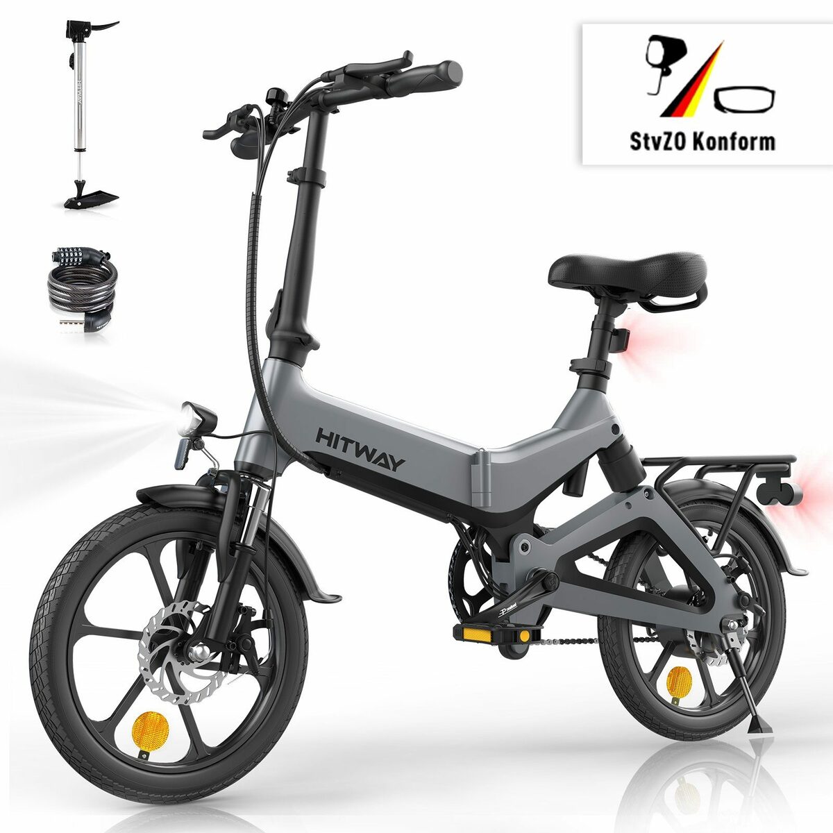 Bild 1 von HITWAY E-Bike BK2 Klapprad Elektrofahrrad Luftreifen 36V 7,8Ah in 16 Zoll StVZO