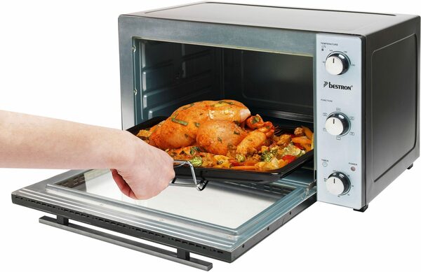 Bild 3 von bestron Minibackofen 2-in-1 Gerät, mit Drehspieß, 1500 W, Edelstahl, Schwarz