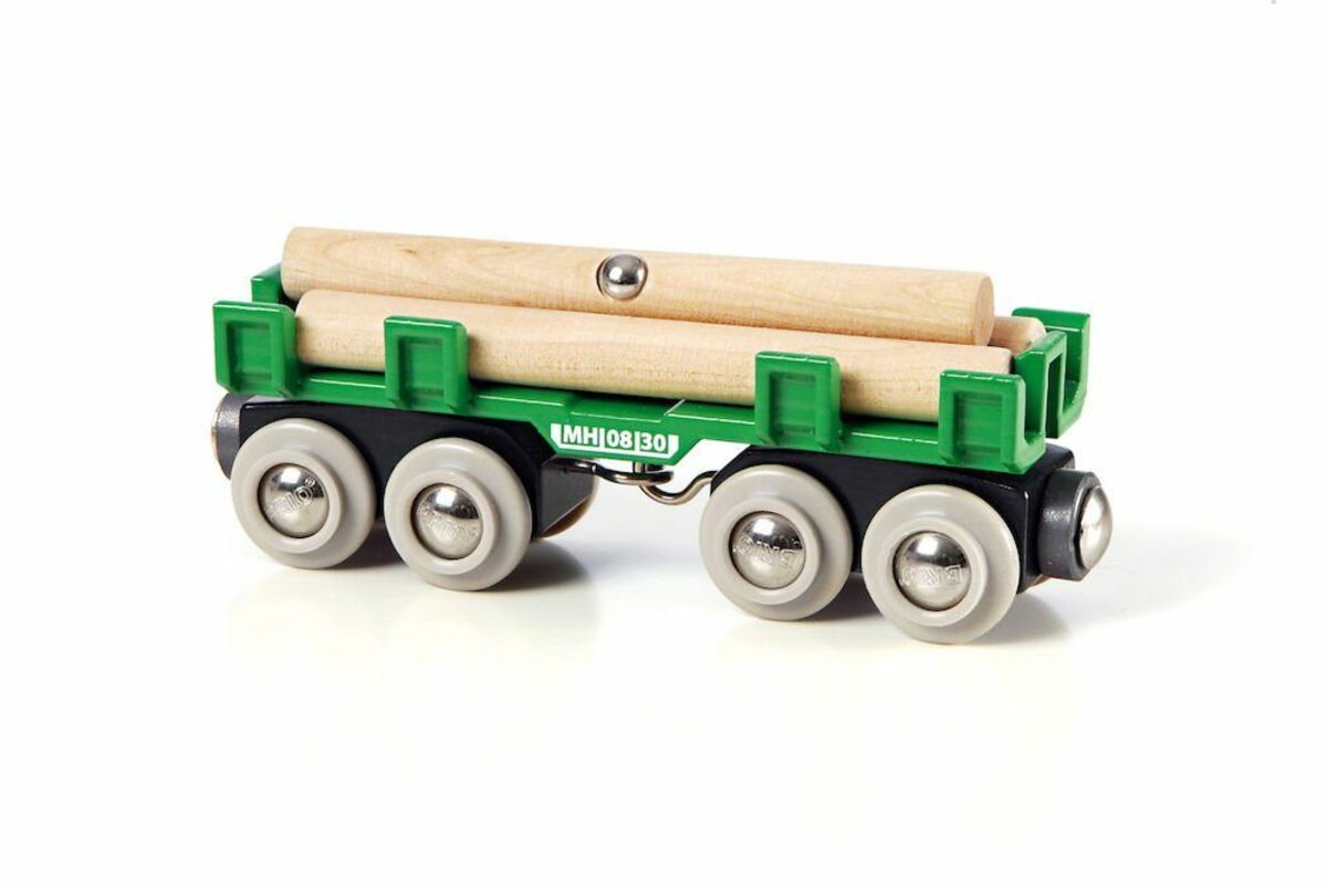 Bild 3 von BRIO® Spielzeugeisenbahn-Lokomotive Brio World Eisenbahn Waggon Langholzwagen 4 Teile 33696
