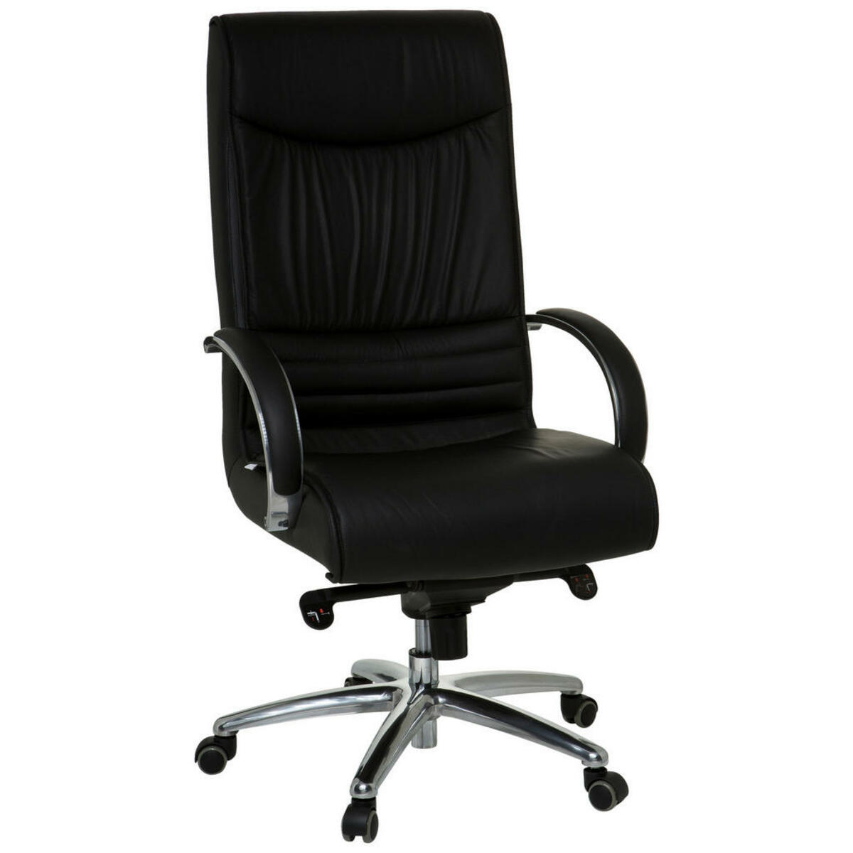 Bild 1 von Mid.you Chefsessel, Schwarz, Leder, Kombination Echtleder/Lederlook, Drehkreuz, 60x130x47 cm, Wippfunktion, ergonomische Rückenlehne, Sitzfläche 360° drehbar, Arbeitszimmer, Bürostühle, Drehstü