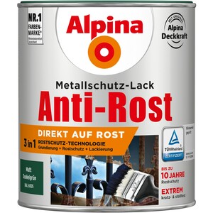 Alpina Metallschutz-Lack Anti-Rost Dunkelgrün matt 750ml