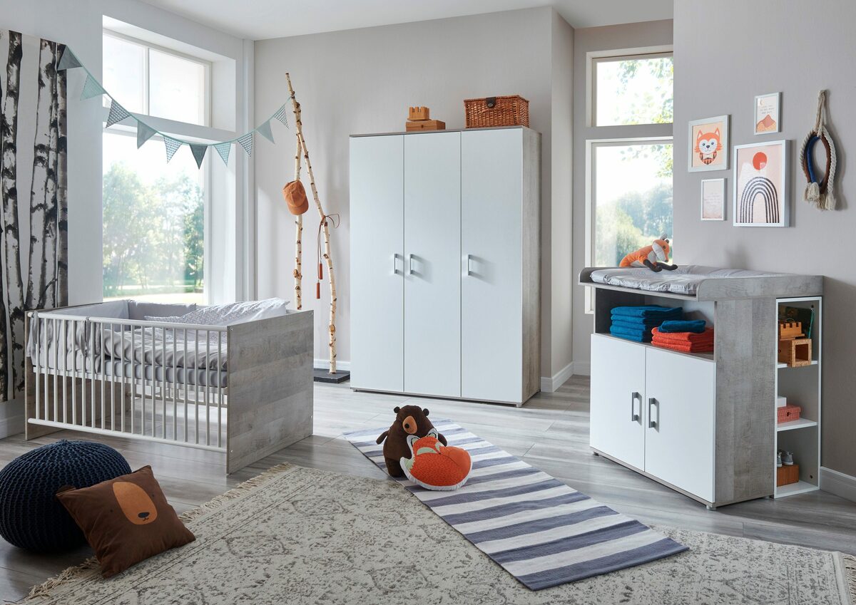 Bild 1 von arthur berndt Babyzimmer-Komplettset arthur berndt Kilian, (Set, 5-St), Kleiderschrank, Kinderbett, Wickelkommode, Seiten und Wickelkomm-Regal