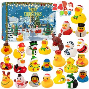 Discaver Adventskalender 24 Days of Christmas Adventskalender 2023, 24-teiliges Gummi-Enten-Set (1-tlg), Ideal für Jungen, Mädchen, Kinder und Kleinkinder, Weihnachtsgeschenke
