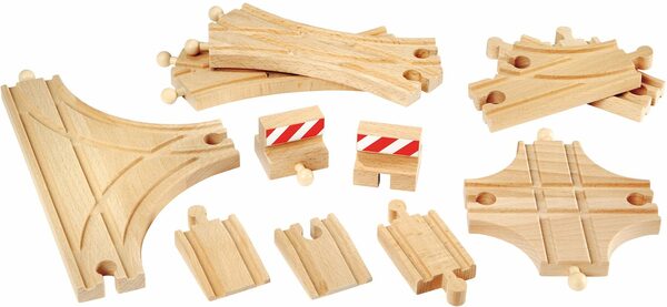 Bild 1 von BRIO® Gleise-Set Holzspielzeug, Ergänzungsset Holzschienensystem, BRIO® WORLD, Schienen und Weichensortiment; FSC®- schützt Wald - weltweit
