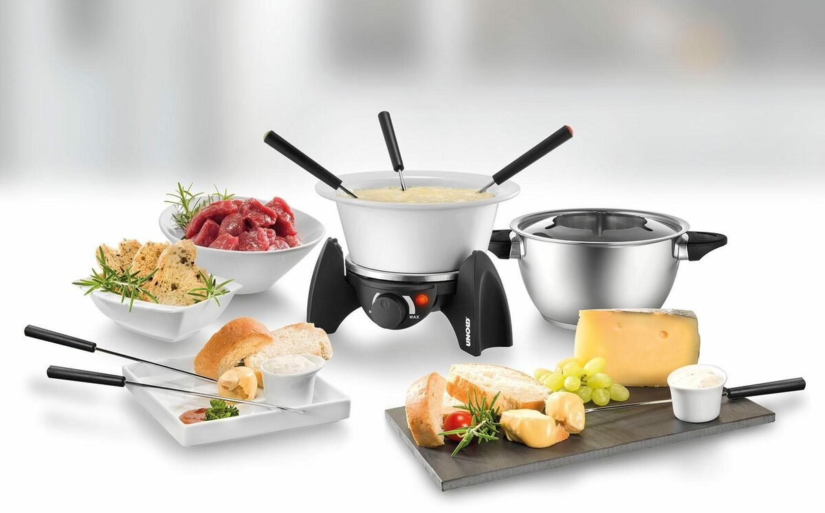 Bild 1 von Unold Elektro-Fondue 48615, 0,8 l, Edelstahl-Fonduetopf plus feuerfestem Keramiktopf