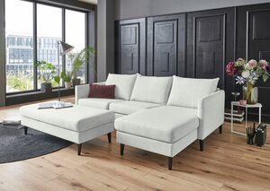 ATLANTIC home collection Ecksofa Rekvik, mit Wellenunterfederung, Ottomane beidseitig montierbar