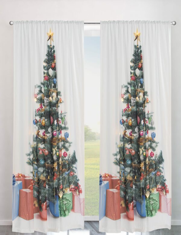 Bild 1 von Vorhang Xmas Tree W/LED, my home, Stangendurchzug (1 St), blickdicht, Blickdicht, Tannenbaum, weihnachtlich, HxB: 230x140, 15 LED-Lichter