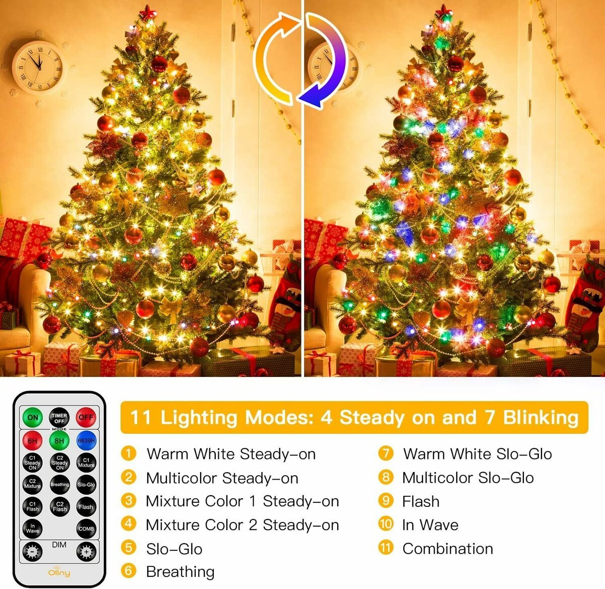 Bild 2 von Diyarts LED-Lichterkette, 500-flammig, Hochwertige 500 LED Festtagslichter, 50m Länge, 8 Modi, Fernbedienung