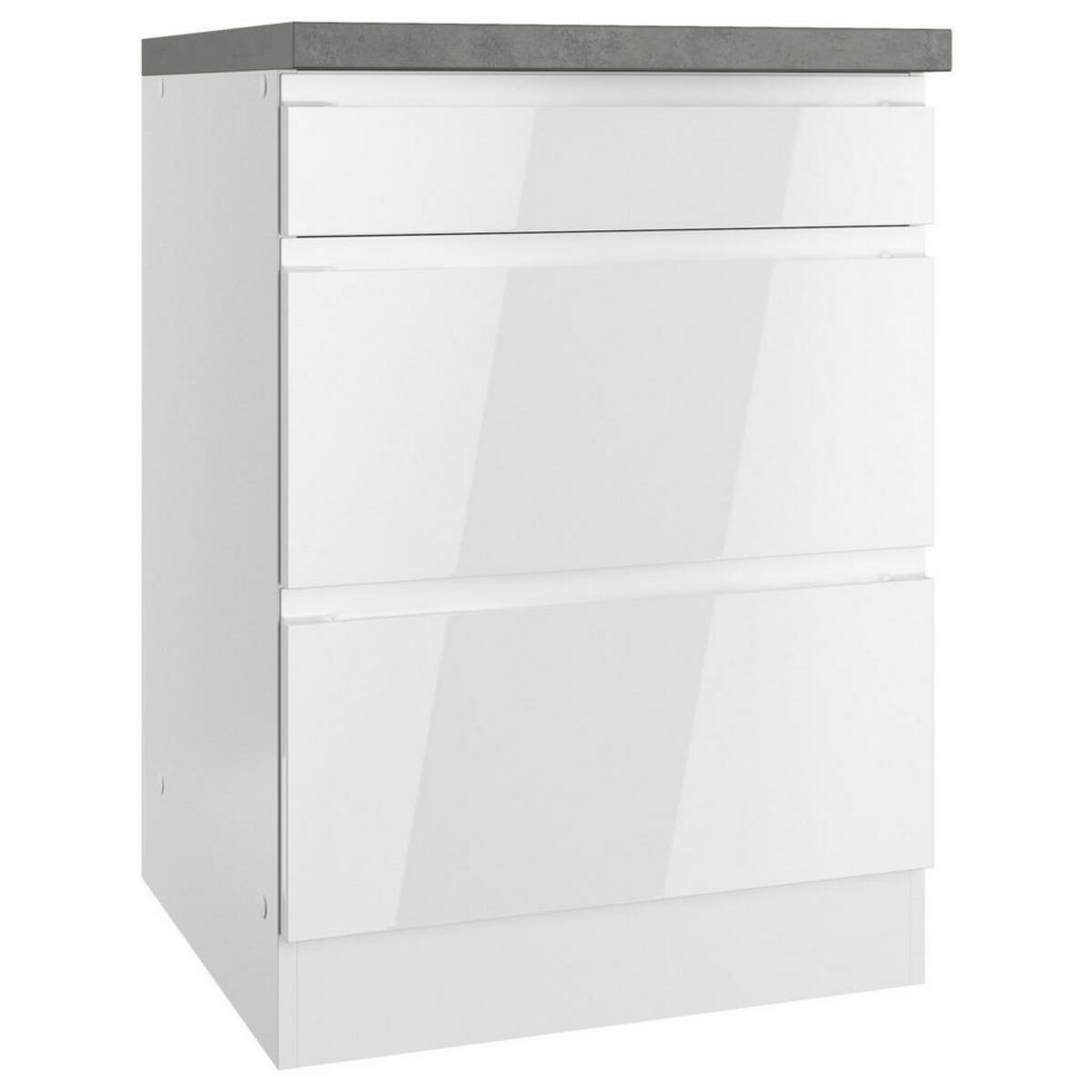 Bild 1 von Held Küchenunterschrank, Grau, Weiß, Weiß Hochglanz, Holzwerkstoff, 3,1 Schubladen, einzeln stellbar, 60x86x60 cm, Made in Germany, Küchen, Küchenmöbel, Küchenschränke, Küchenunterschränke