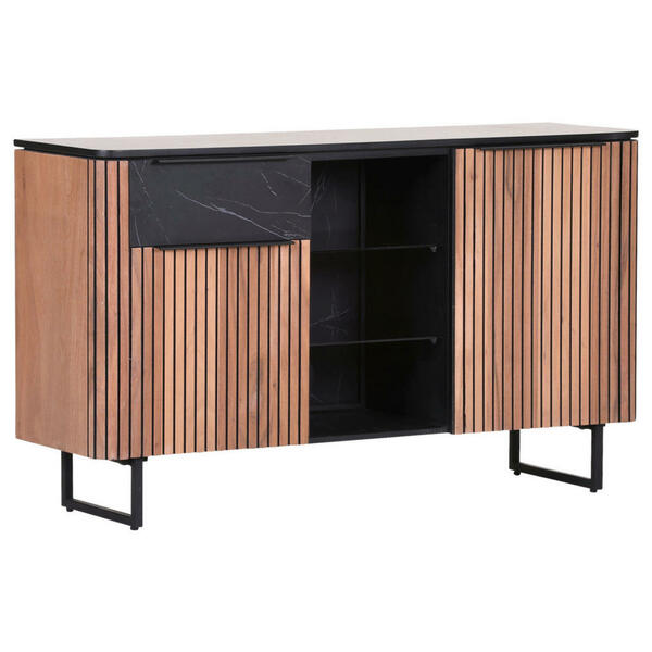 Bild 1 von Landscape Sideboard, Natur, Akazie, Schwarz, Metall, furniert, 4 Fächer, 1 Schubladen, 135x80x42 cm, Beimöbel erhältlich, Beleuchtung, Wohnzimmer, Kommoden & Sideboards, Sideboards