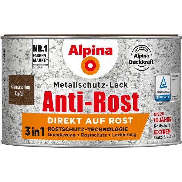 Bild 1 von Alpina Metallschutz-Lack Anti-Rost Kupfer Hammerschlag 300 ml