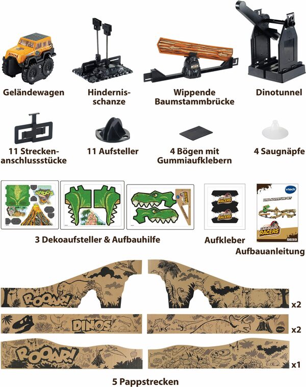 Bild 2 von Vtech® Spielzeug-Monstertruck Car-Board Racers - Dino-Adventure Set, ; Fahrzeug mit Licht, aus recyceltem Material
