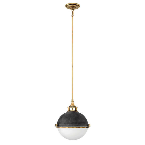 Bild 1 von Hängeleuchte Elstead Fletcher, Zink, Messing, Metall, Glas, 65.2 cm, Grüner Punkt, RoHS, höhenverstellbar, Lampen & Leuchten, Innenbeleuchtung, Hängelampen, Esstischlampen