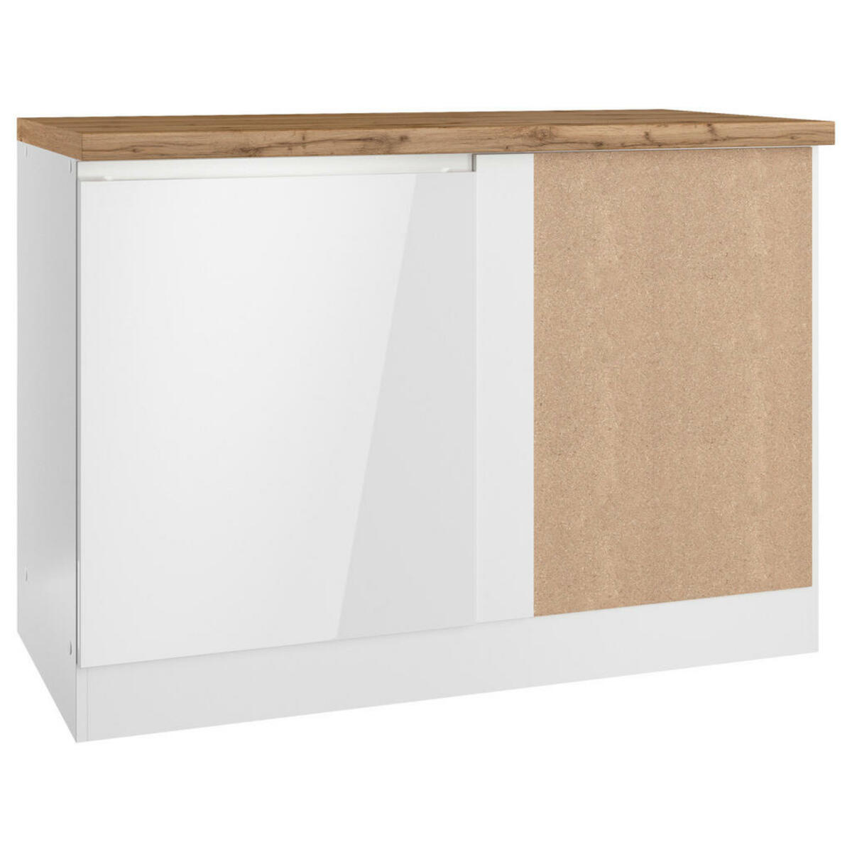 Bild 1 von Held Eckunterschrank, Weiß, Eiche Wotan, Weiß Hochglanz, Holzwerkstoff, 1 Fächer, 120x86x60 cm, Made in Germany, Küchen, Küchenmöbel, Küchenschränke, Küchenunterschränke