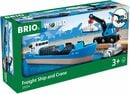 Bild 4 von BRIO® Spielzeugeisenbahn-Erweiterung Holzspielzeug, BRIO® WORLD, Containerschiff mit Kranwagen, FSC®- schützt Wald - weltweit