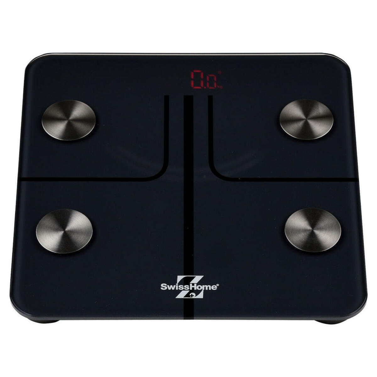 Bild 1 von Personenwaage, Schwarz, Glas, 31.5x4.5x33 cm, LCD-Display, automatisches Ein-/Ausschalten, Bluetooth, kabellos, Badezimmer, Badezimmerspiegel, Badspiegel