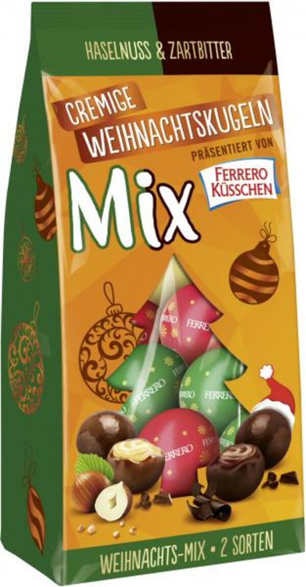 Bild 1 von Ferrero Küsschen Cremige Weihnachtskugeln Mixpack Haselnuss & Zartbitter