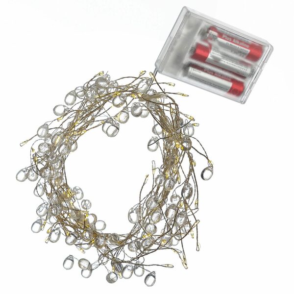 Bild 2 von MARELIDA LED-Lichterkette Diamant Cluster Dekolichterkette mit Tropfen Draht 100LED 1,2m Timer, 100-flammig